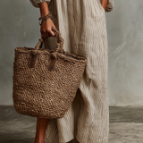 Carmen | Vestido longo de algodão e linho com ombros descobertos para Mulher