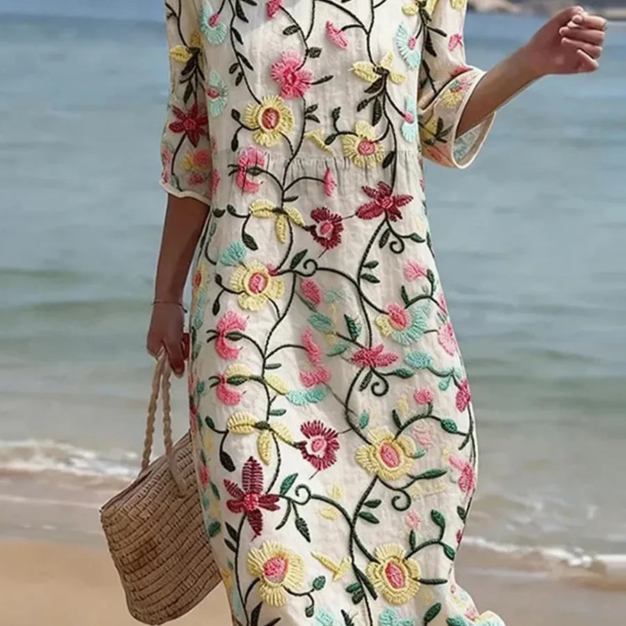 Raquel | Vestido Vintage Bordado para Mujer