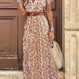 Irina - Vestidos de corte em A com estampado elegante, sem cinto e com decote em V