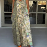 Andrea - Vestido casual com decote em V e estampado de blocos de cores