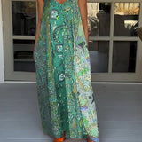 Andrea - Vestido casual com decote em V e estampado de blocos de cores