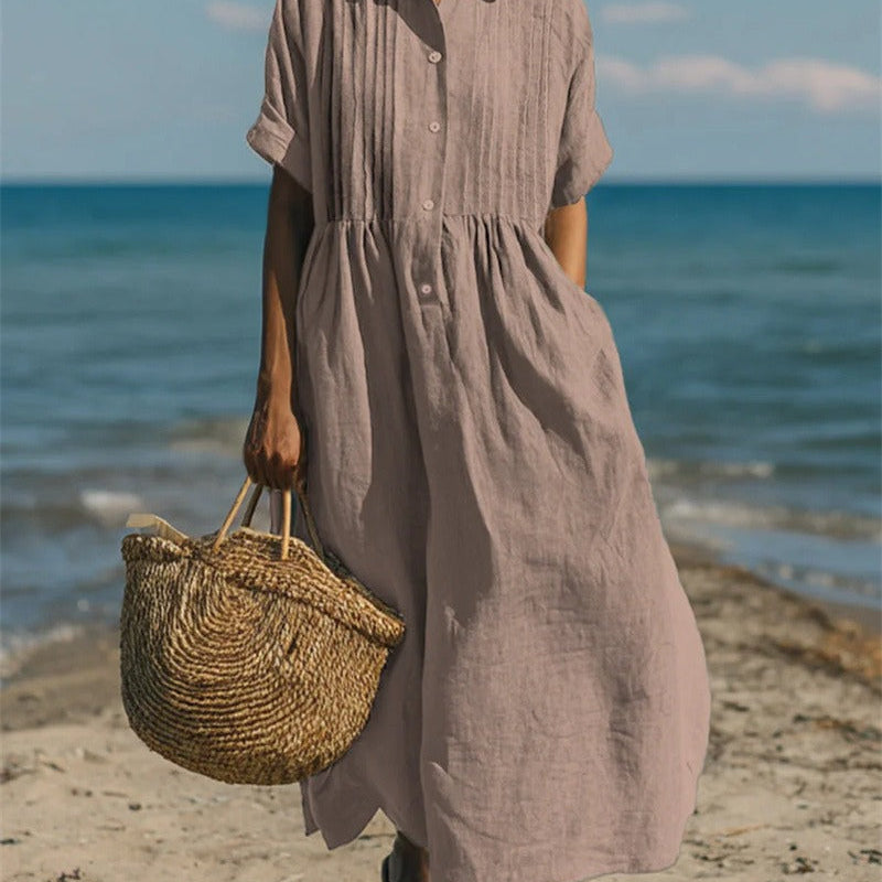 Arianne | Vestido Camisola Fluida em Algodão Elegante para Mulher