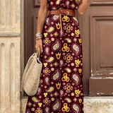 Irina - Vestidos de corte em A com estampado elegante, sem cinto e com decote em V