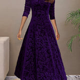 Denise | Elegante vestido de festa em veludo com decote em V
