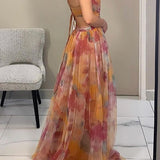 Giselle - Vestido longo de Mulher com estampa floral encantadora