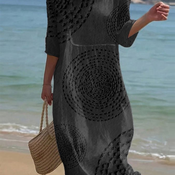 Carla - Vestido casual com gola redonda e mangas médias e estampa floral