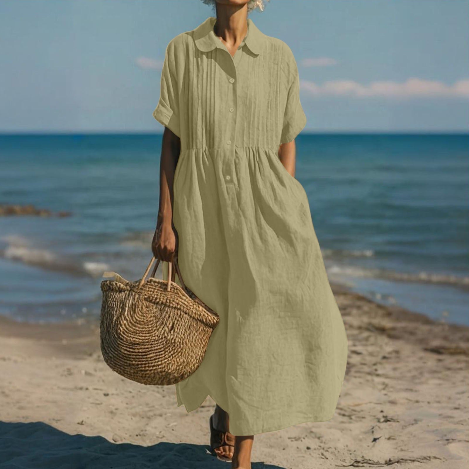 Arianne | Vestido Camisola Fluida em Algodão Elegante para Mulher