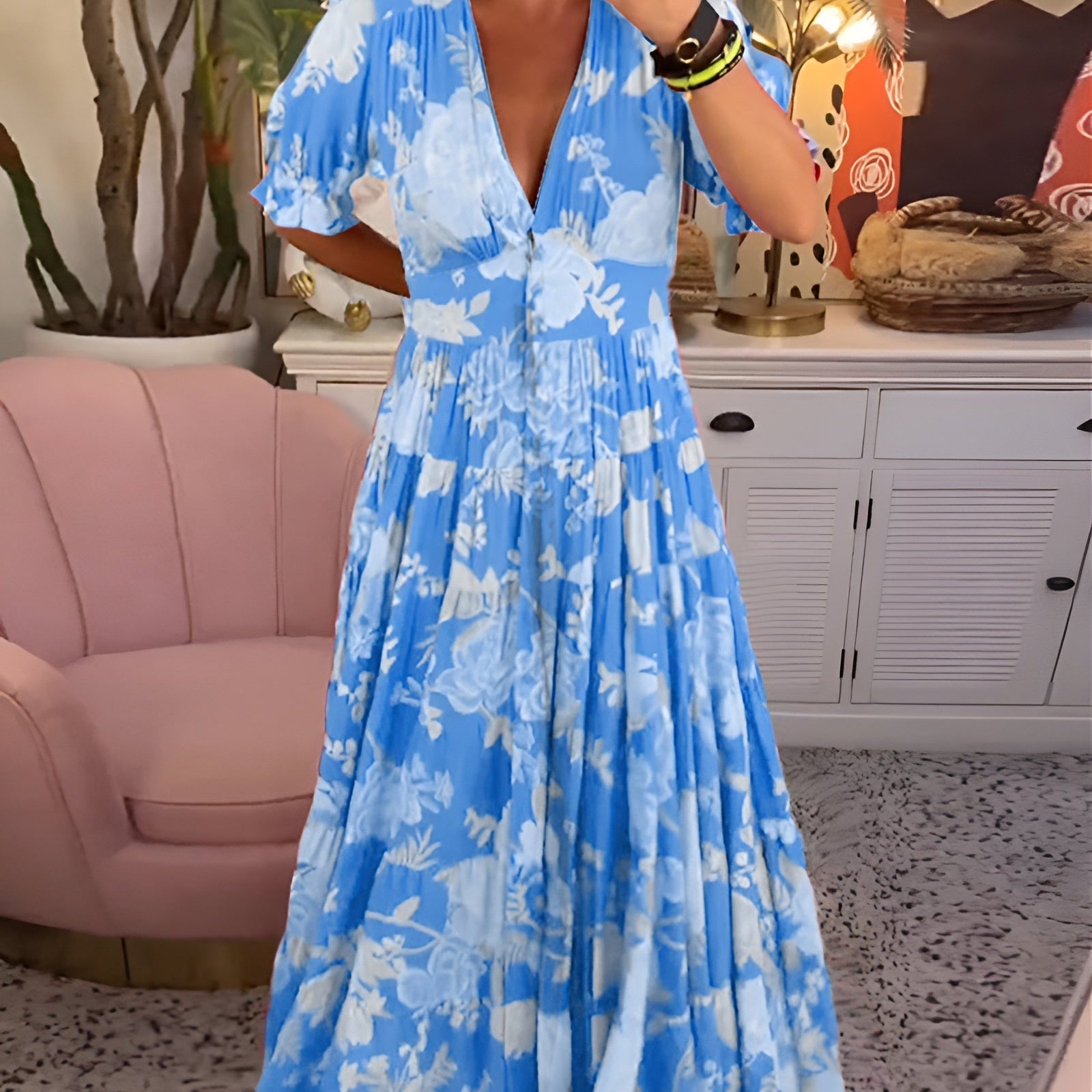 Benedita - Vestido floral com bolso