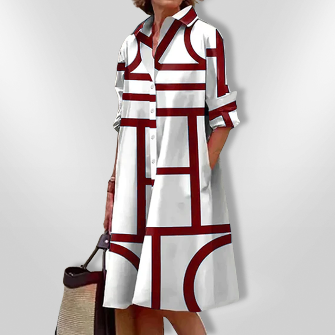 Helen | Vestido midi com estampa geométrica para Mulher