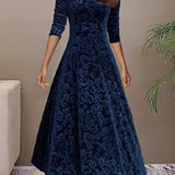 Denise | Elegante vestido de festa em veludo com decote em V