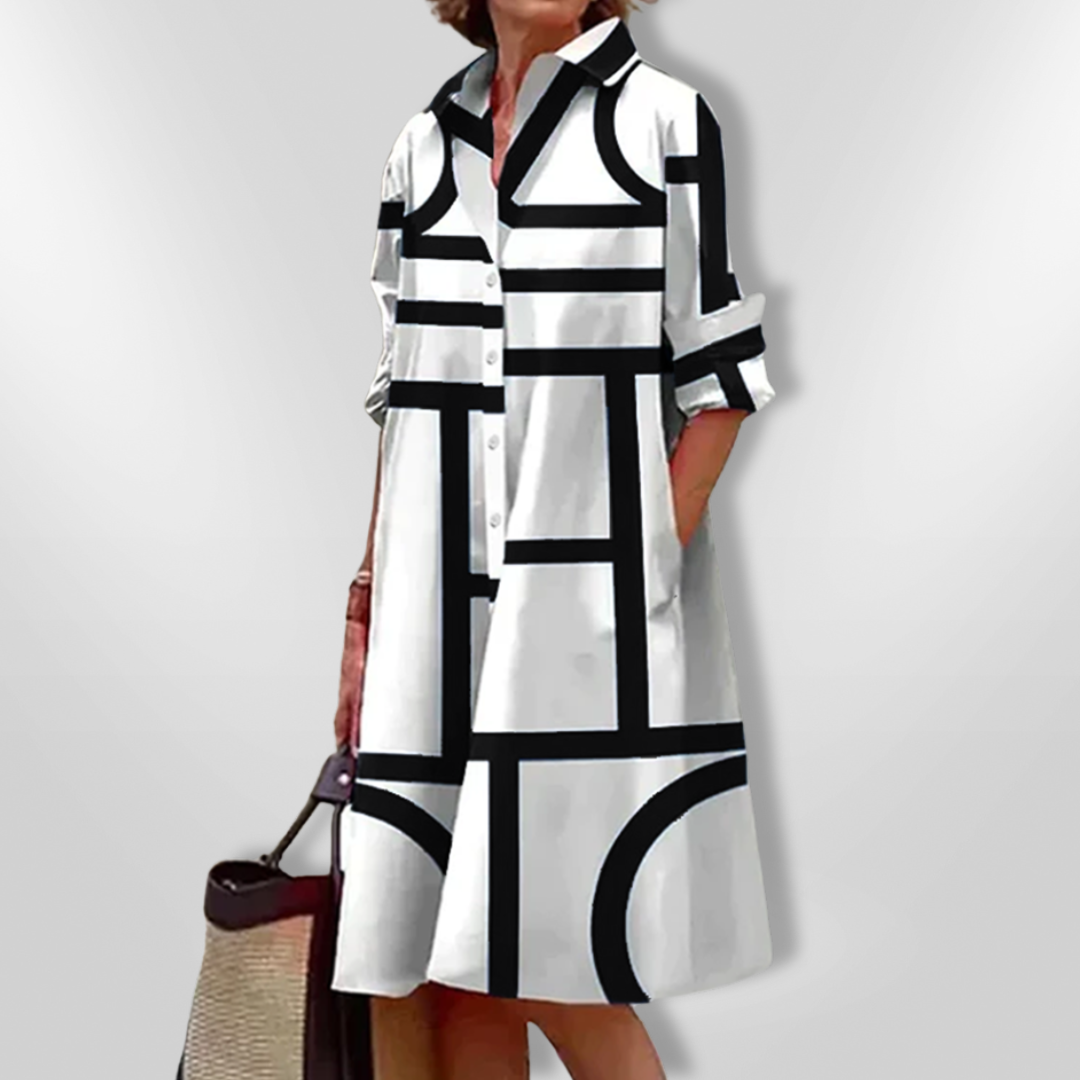 Helen | Vestido midi com estampa geométrica para Mulher