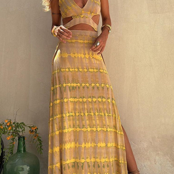 Bianca - Vestido de algodão com recorte profundo