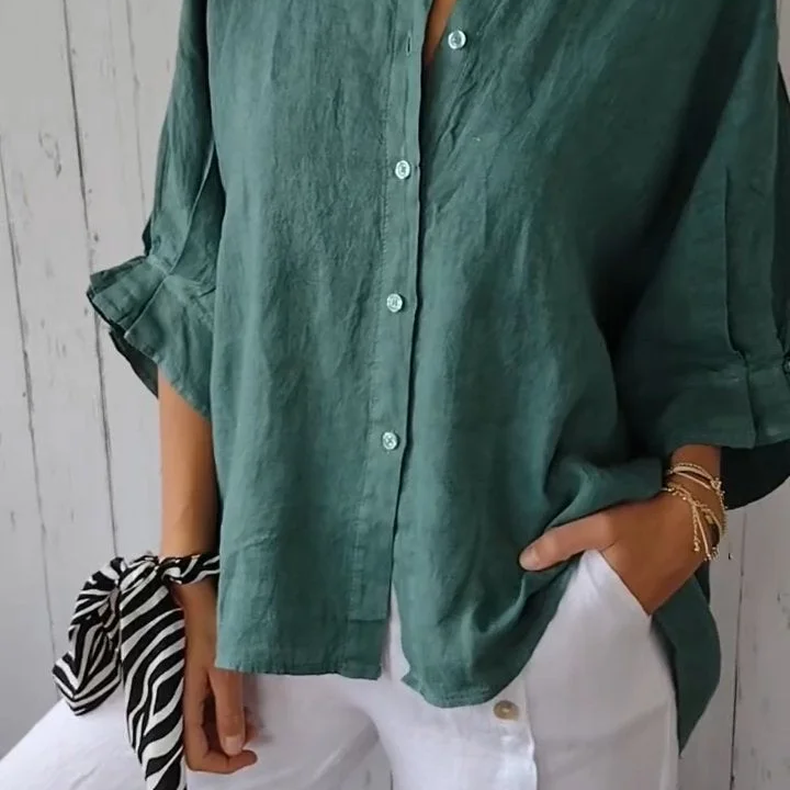 Claudia - Camisa com nós em algodão e linho