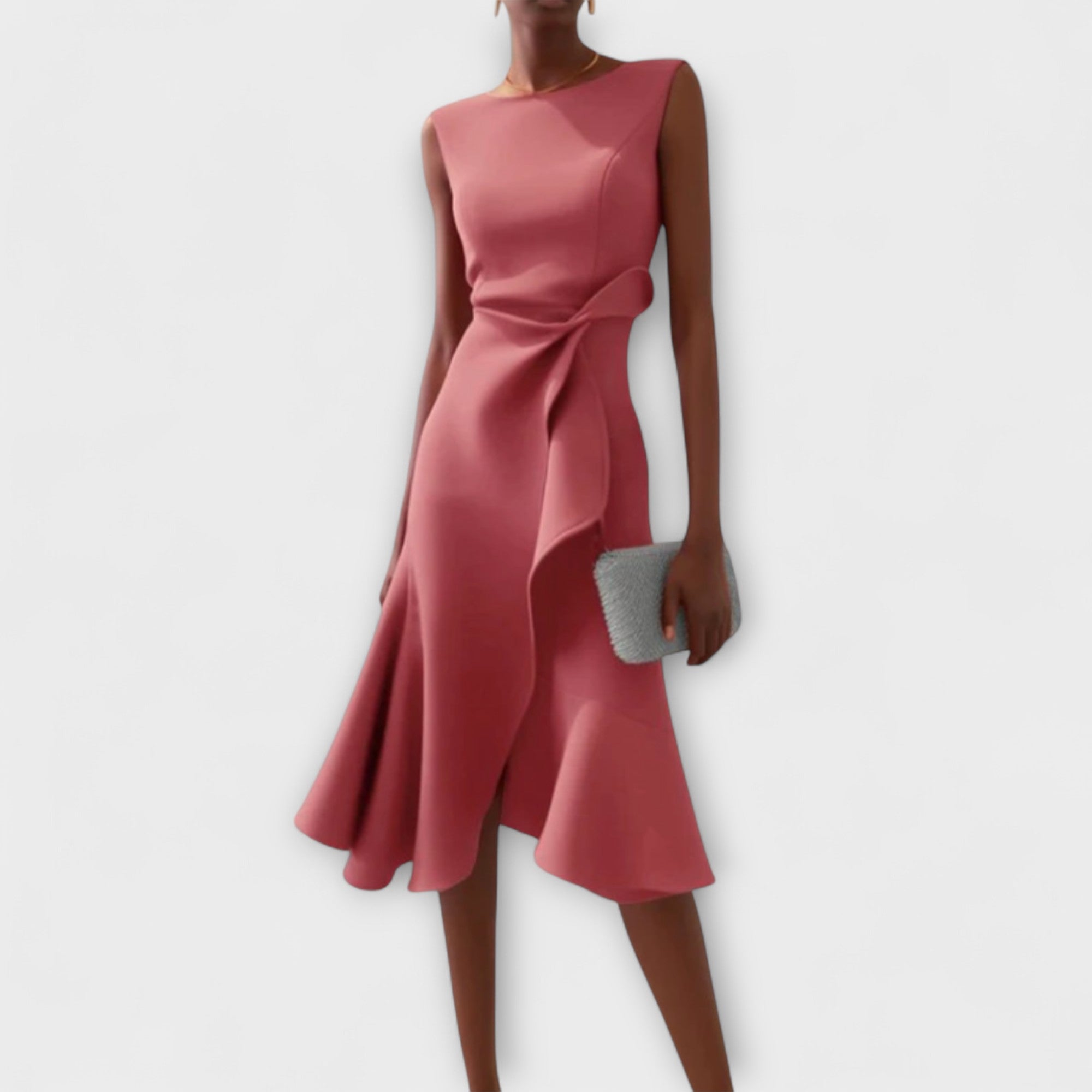 Juliette – Vestido midi assimétrico drapeado