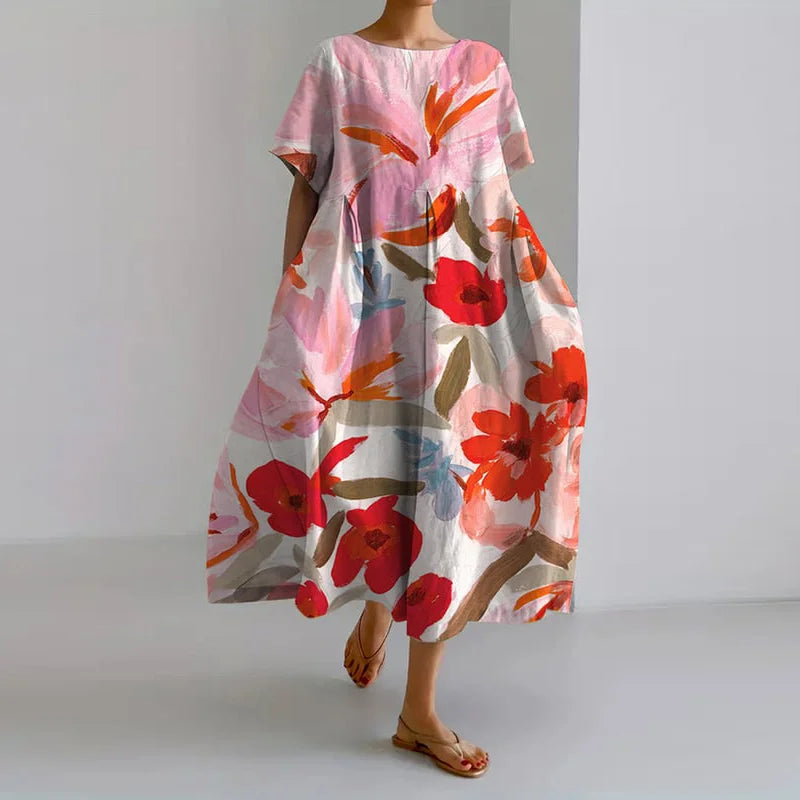 TARDES DE COMPORTA - VESTIDO FLORAL COM DECOTE EM V