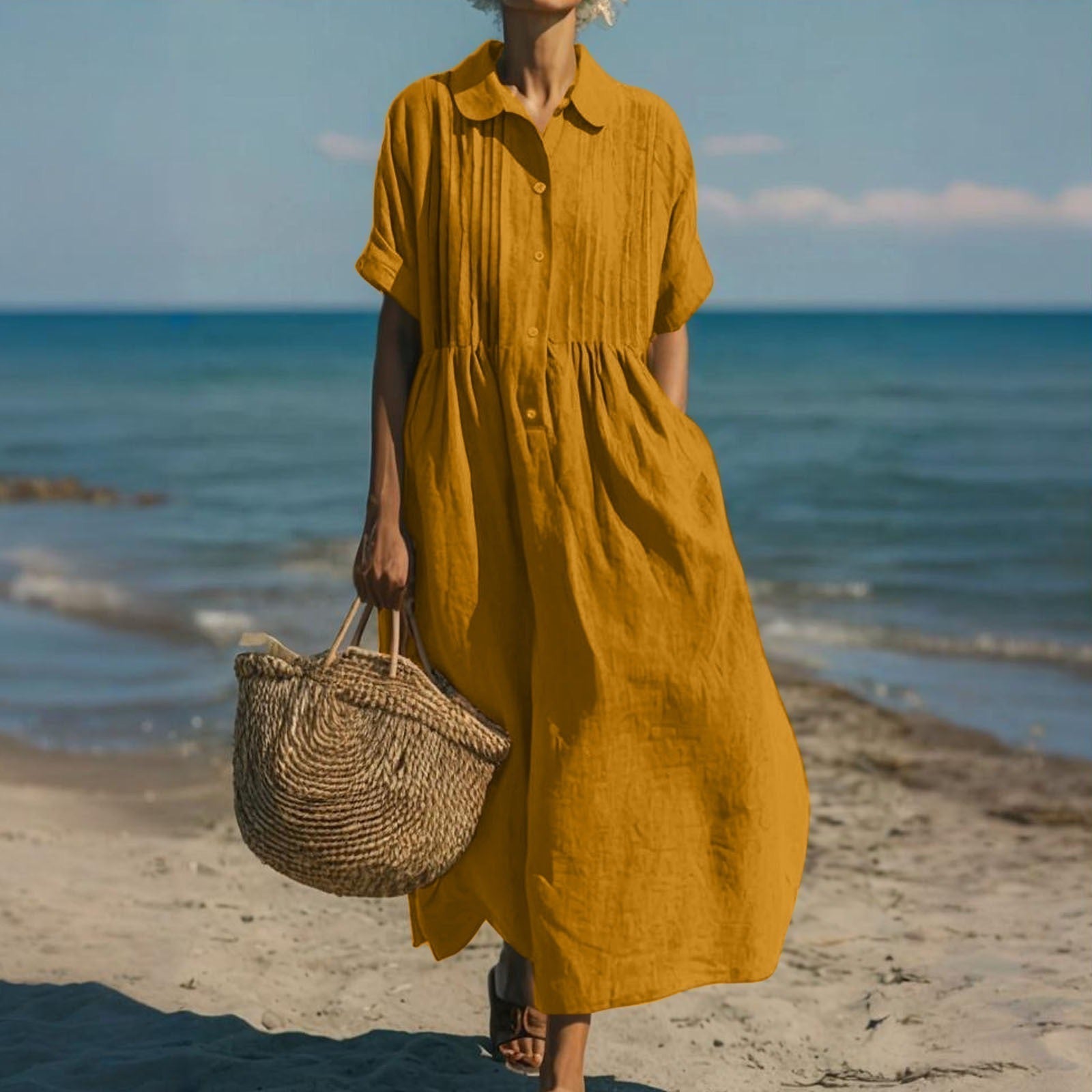 Arianne | Vestido Camisola Fluida em Algodão Elegante para Mulher