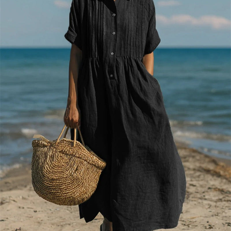Arianne | Vestido Camisola Fluida em Algodão Elegante para Mulher