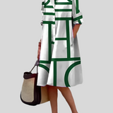 Helen | Vestido midi com estampa geométrica para Mulher