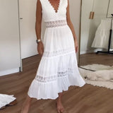 Charlotte - Vestido de renda artesanal com decote em V
