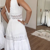 Charlotte - Vestido de renda artesanal com decote em V
