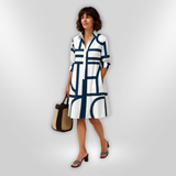 Helen | Vestido midi com estampa geométrica para Mulher