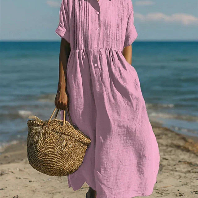 Arianne | Vestido Camisola Fluida em Algodão Elegante para Mulher
