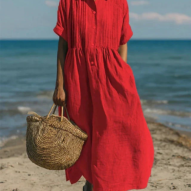 Arianne | Vestido Camisola Fluida em Algodão Elegante para Mulher