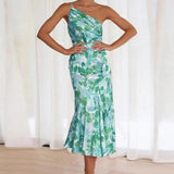 Greta™ | Vestido longo assimétrico com estampa floral para mulheres