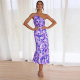Greta™ | Vestido longo assimétrico com estampa floral para mulheres