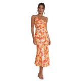 Greta™ | Vestido longo assimétrico com estampa floral para mulheres