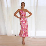 Greta™ | Vestido longo assimétrico com estampa floral para mulheres