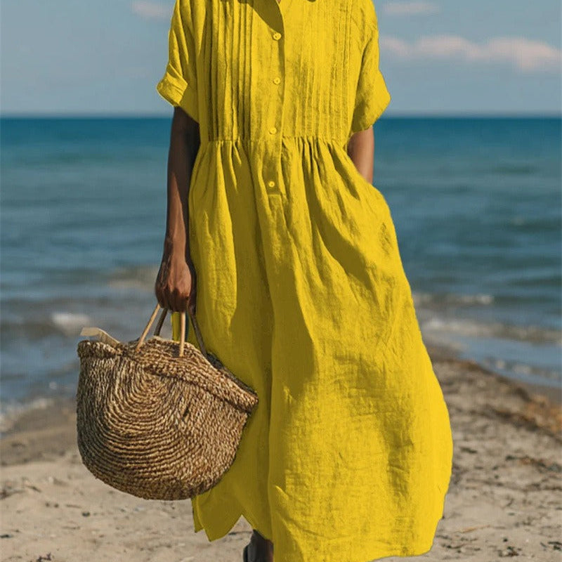 Arianne | Vestido Camisola Fluida em Algodão Elegante para Mulher