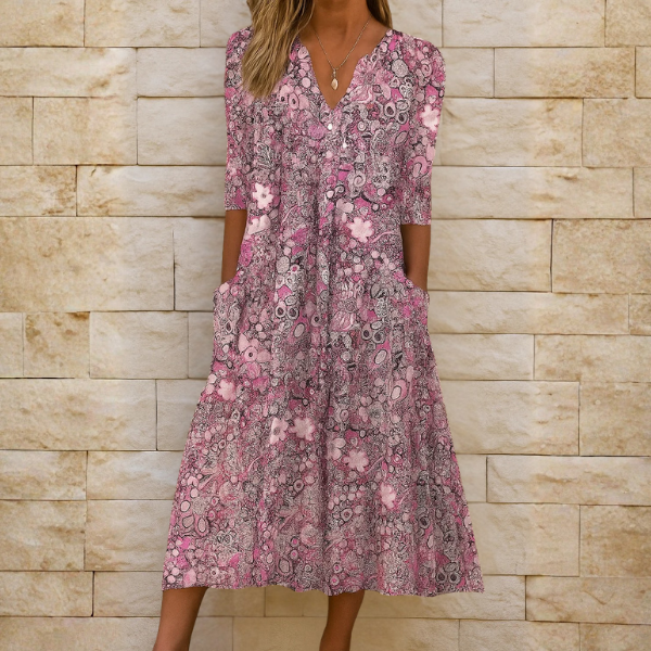 OLIVIA | VESTIDO ELEGANTE COM DECOTE EM V PARA MULHER