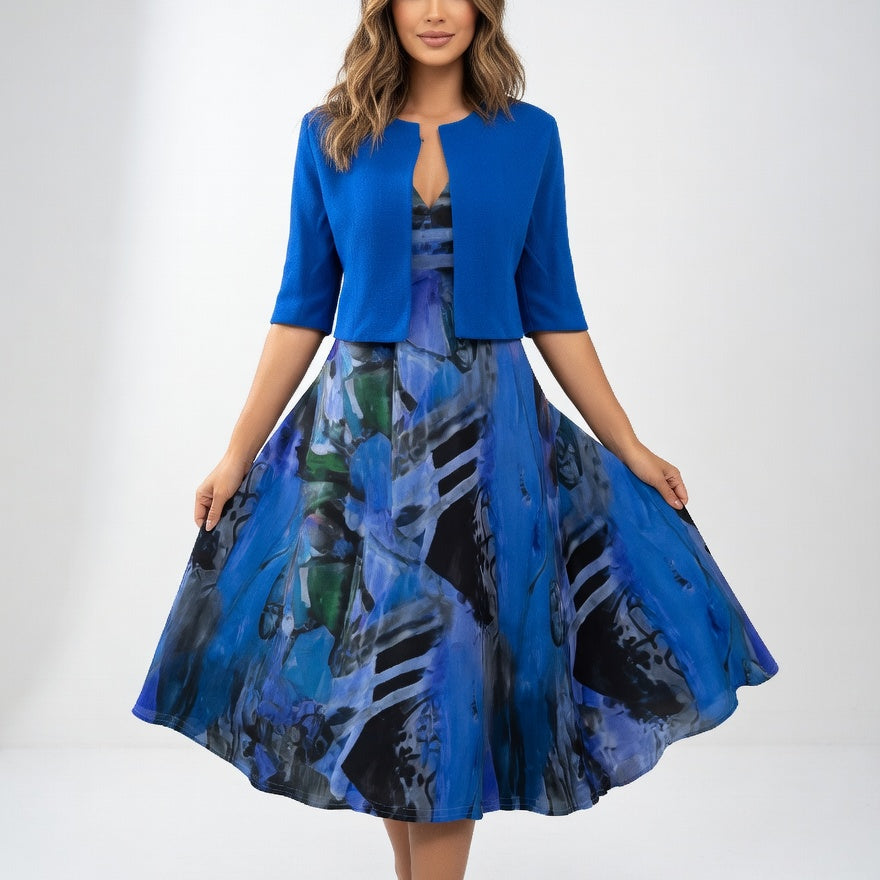 Maéliane -  Vestido midi impresso elegante e fluido para Mulher