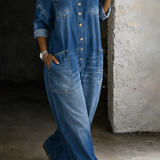 Sophia | Tuta em Denim com Ombros Descobertos para Mulher
