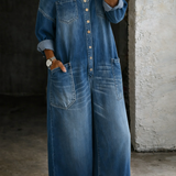 Sophia | Tuta em Denim com Ombros Descobertos para Mulher