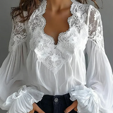 Laceva | Blusa com renda floral e mangas de lanterna para Mulher