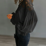 Laceva | Blusa com renda floral e mangas de lanterna para Mulher