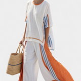 Mirthe | Conjunto arejado de duas peças com listras e caimento oversized
