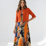 Maéliane -  Vestido midi impresso elegante e fluido para Mulher