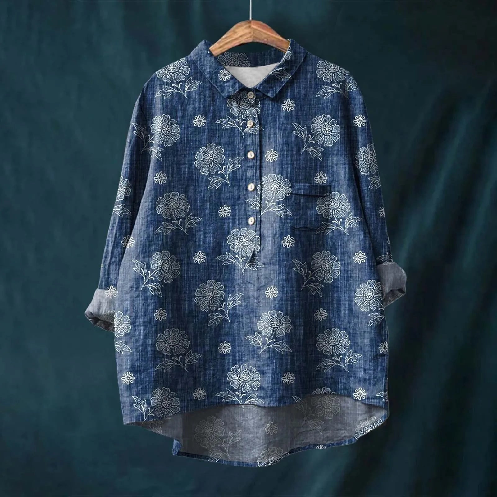 Mariangela | CAMISA FLORAL SOLTA PARA FICAR CONFORTÁVEL para Mulher