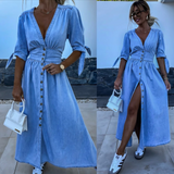 Ivanka | Vestido jeans brilhante