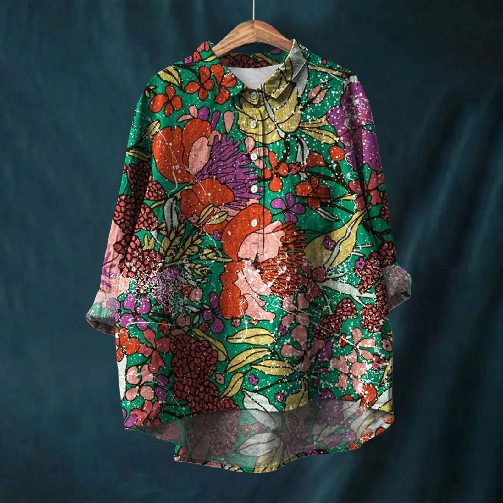 Mariangela | CAMISA FLORAL SOLTA PARA FICAR CONFORTÁVEL para Mulher
