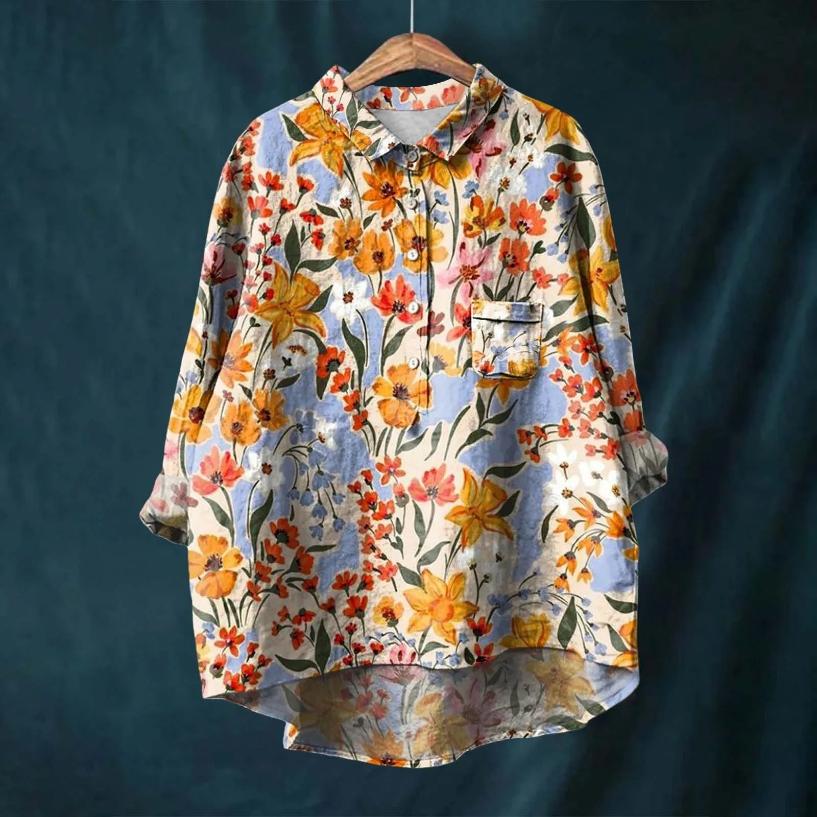 Mariangela | CAMISA FLORAL SOLTA PARA FICAR CONFORTÁVEL para Mulher