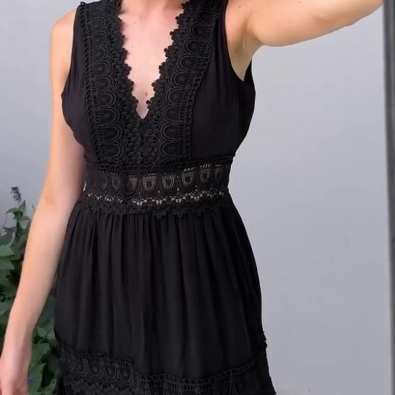 Charlotte - Vestido de renda artesanal com decote em V