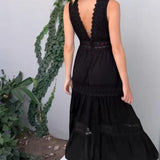 Charlotte - Vestido de renda artesanal com decote em V