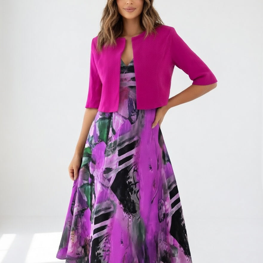 Maéliane -  Vestido midi impresso elegante e fluido para Mulher