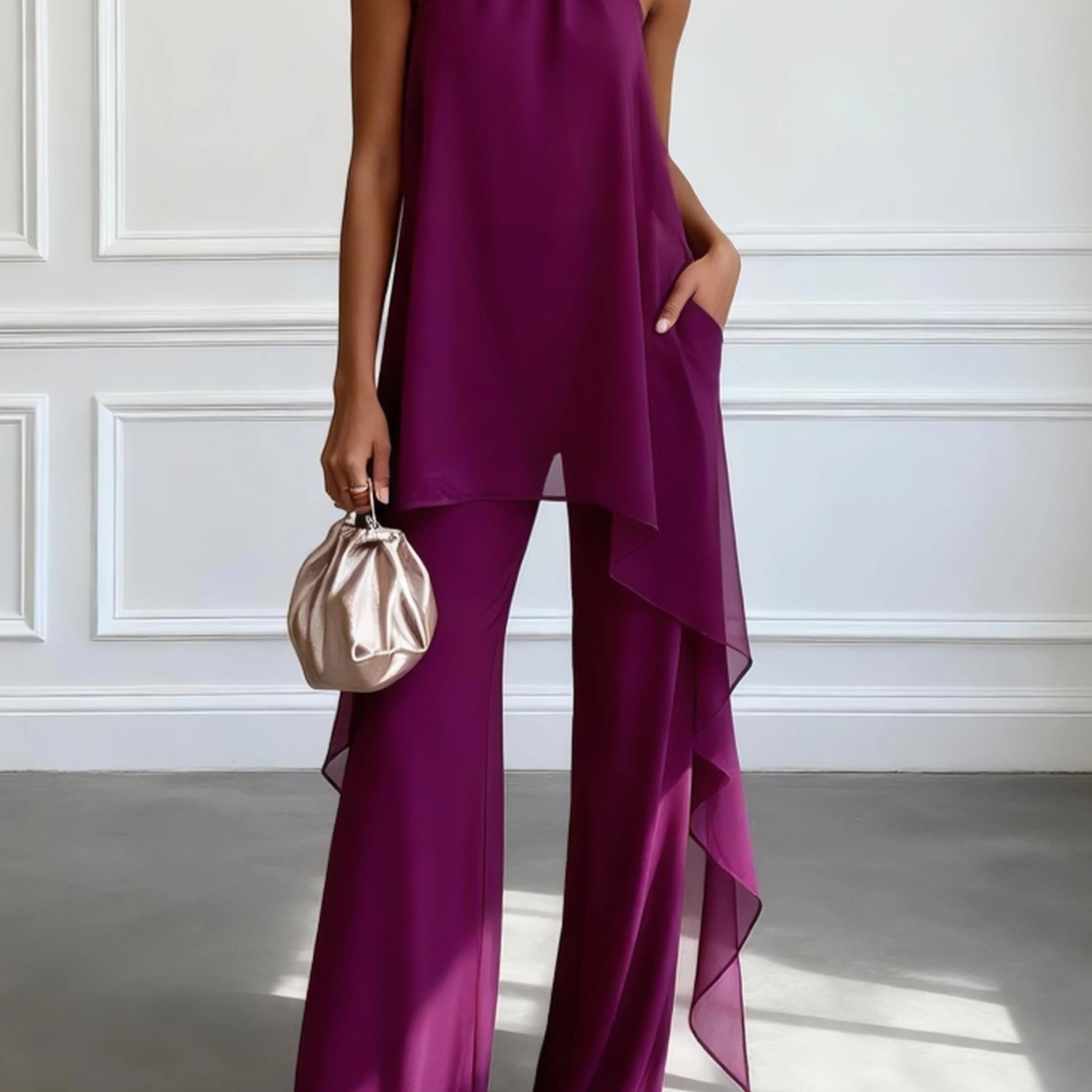 Viola | Conjunto Elegante Halter com Calças para Mulher