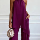 Viola | Conjunto Elegante Halter com Calças para Mulher