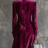Vivienne | Blazerjurk de veludo luxuoso com botões